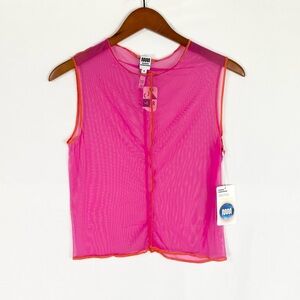 NEW Maison Markosian Meridian Tank Fuchsia Mesh Top Size Medium Pink Rave